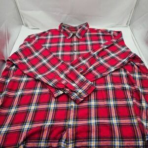Foundry Men's Tall Long Sleeved Red Plaid Flannel Shirt  Size 4XLT Fall  Colors